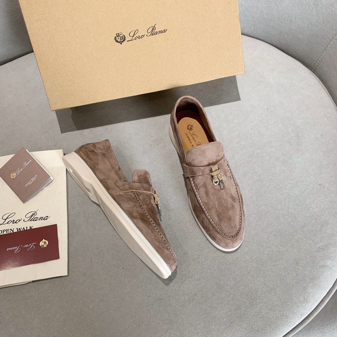 GIÀY LORO PIANA BROWN SHEEPSKIN SUEDE LOAFER DA CỪU
