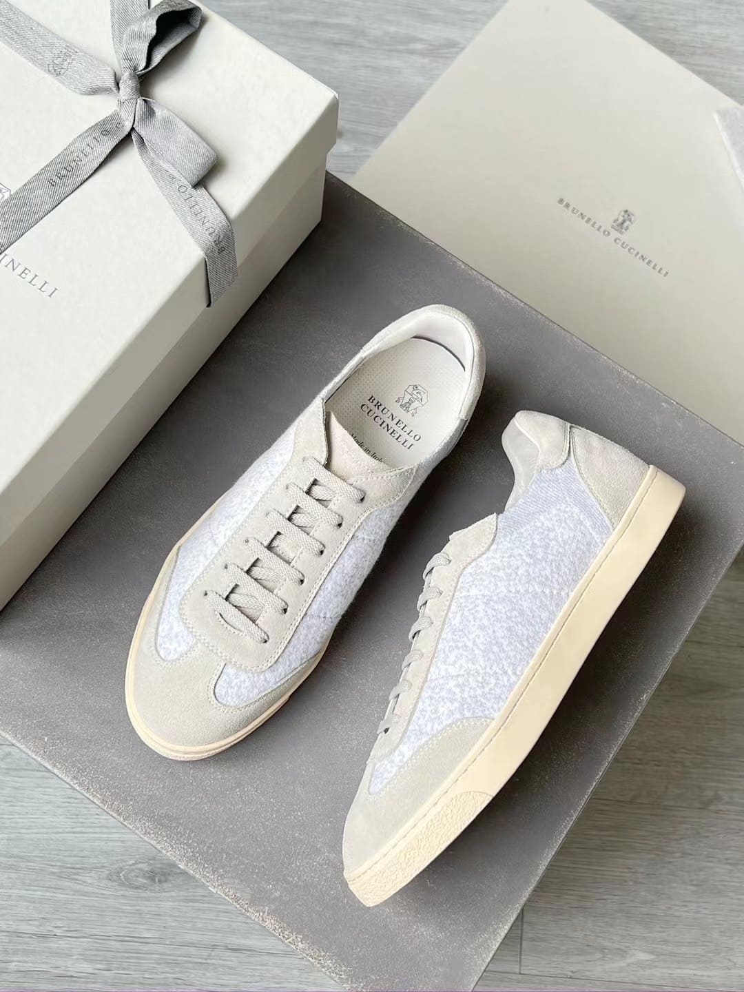 GIÀY BRUNELLO CUCINELLI SNEAKERS LOW TOP SHOES AAA DA LỘN KẾT HỢP DỆT KIM