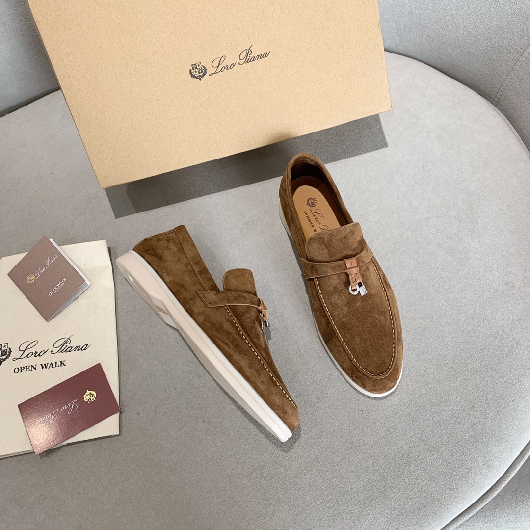GIÀY LORO PIANA BROWN SHEEPSKIN SUEDE LOAFER DA CỪU