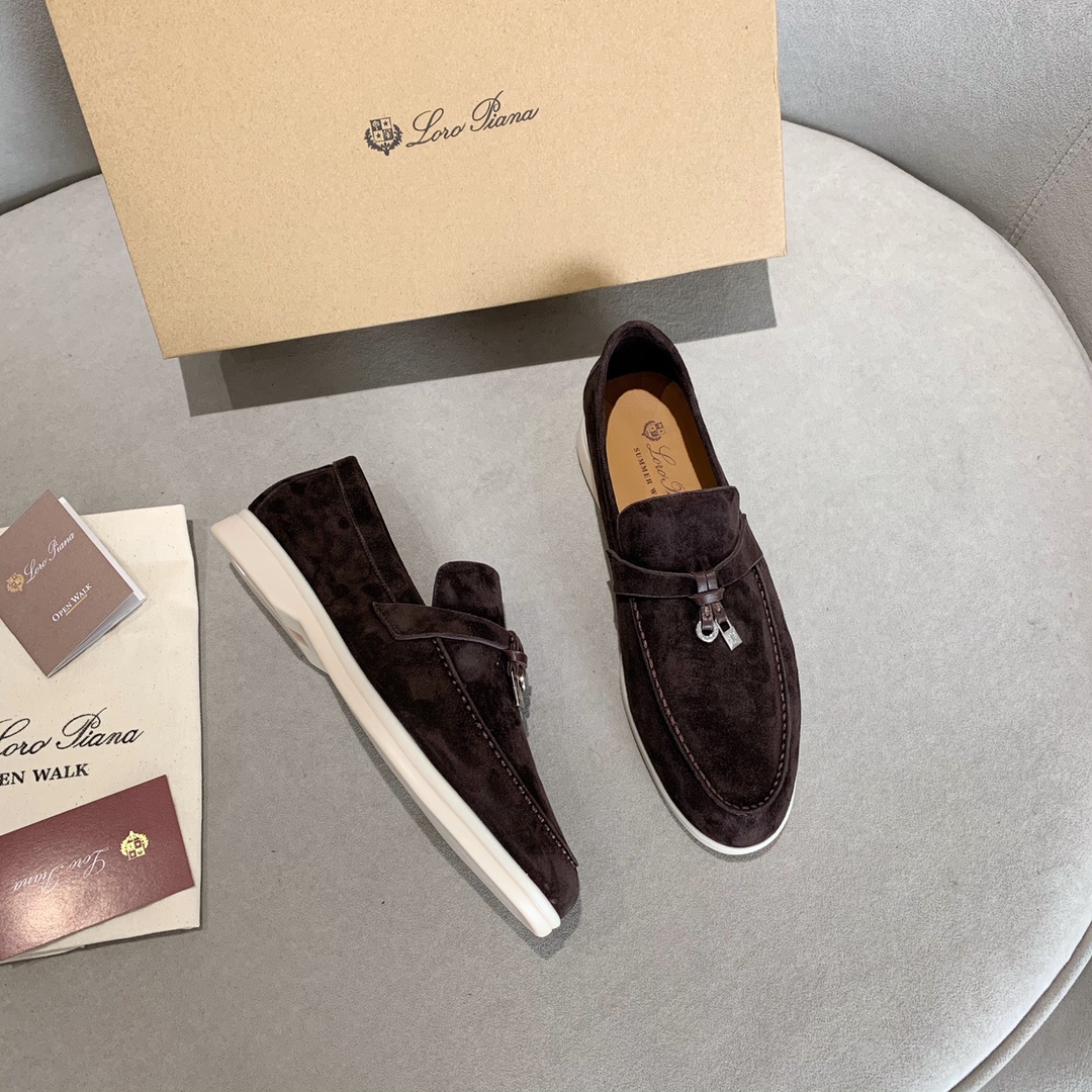 GIÀY LORO PIANA DARK PLUM SHEEPSKIN SUEDE LOAFER DA CỪU