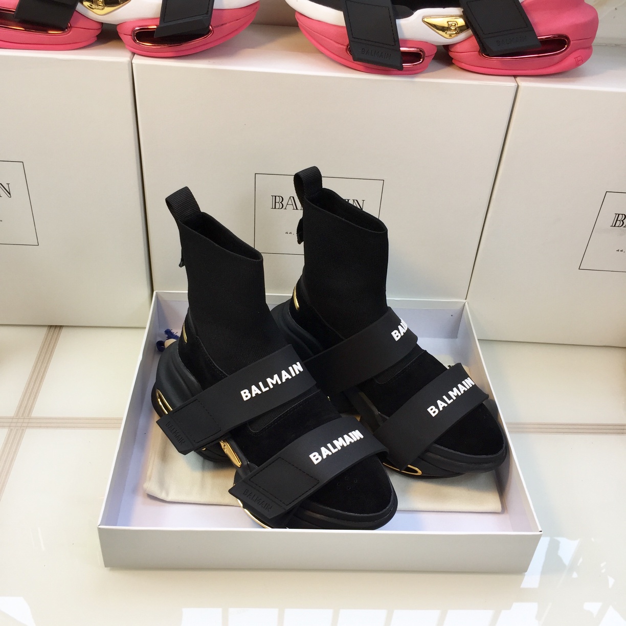 GIÀY BALMAIN BLACK GOLD HIGH TOP SNEAKERS