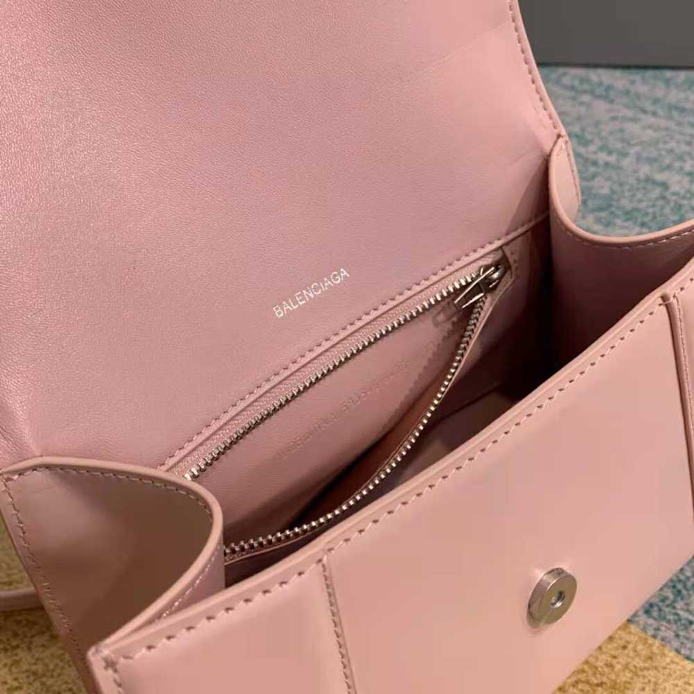 TÚI Balenciaga Hourglass Small Top Handle Bag in Light Pink Shiny Box Calfskin