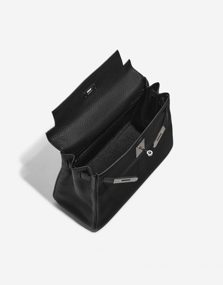 TÚI Hermès Kelly 28 Togo Black Silver Buckle khóa trắng da Togo