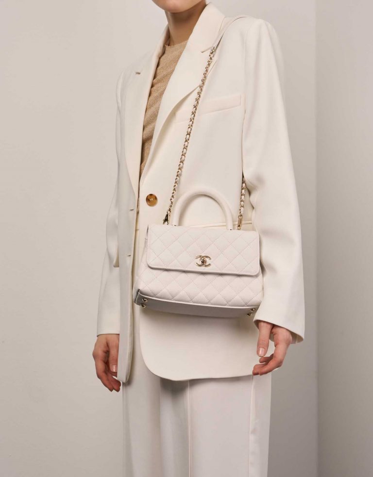 TÚI Chanel Handle Small Caviar White