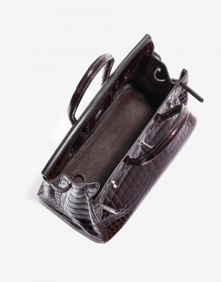 TÚI Hermès Birkin 25 Crocodile Niloticus Cocoan Silver Buckle khóa trắng