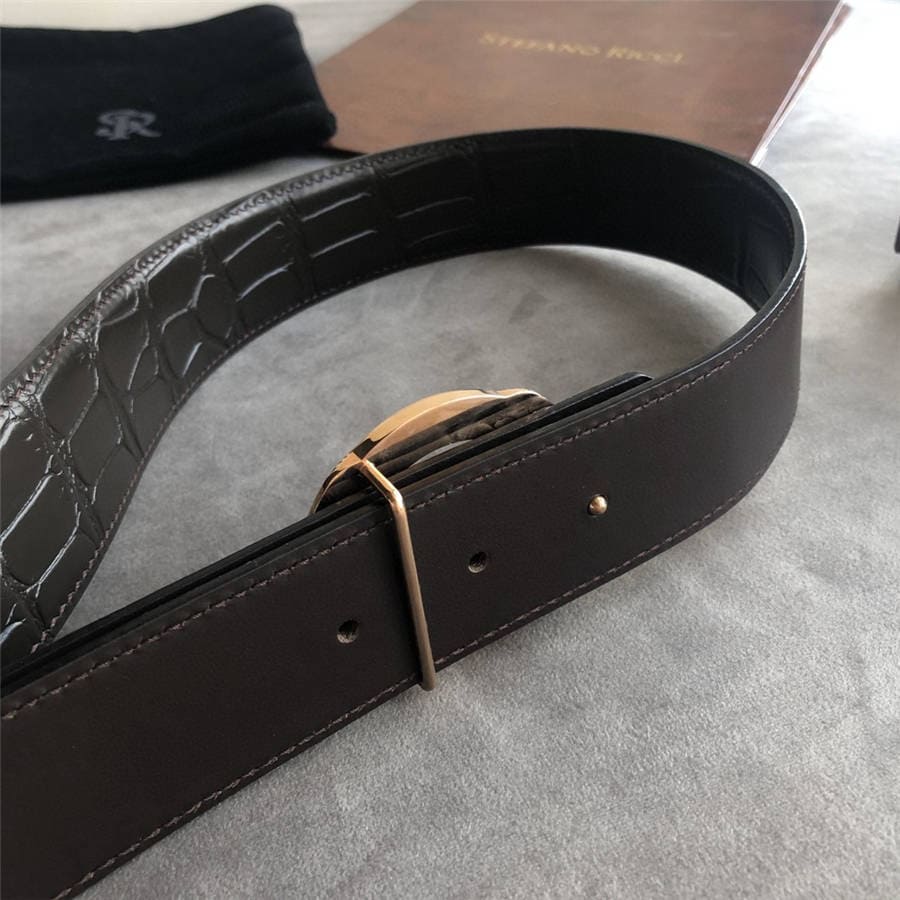 DÂY LƯNG STEFANO RICCI CROCODILE LEATHER DA CÁ SẤU Belt Khóa vàng