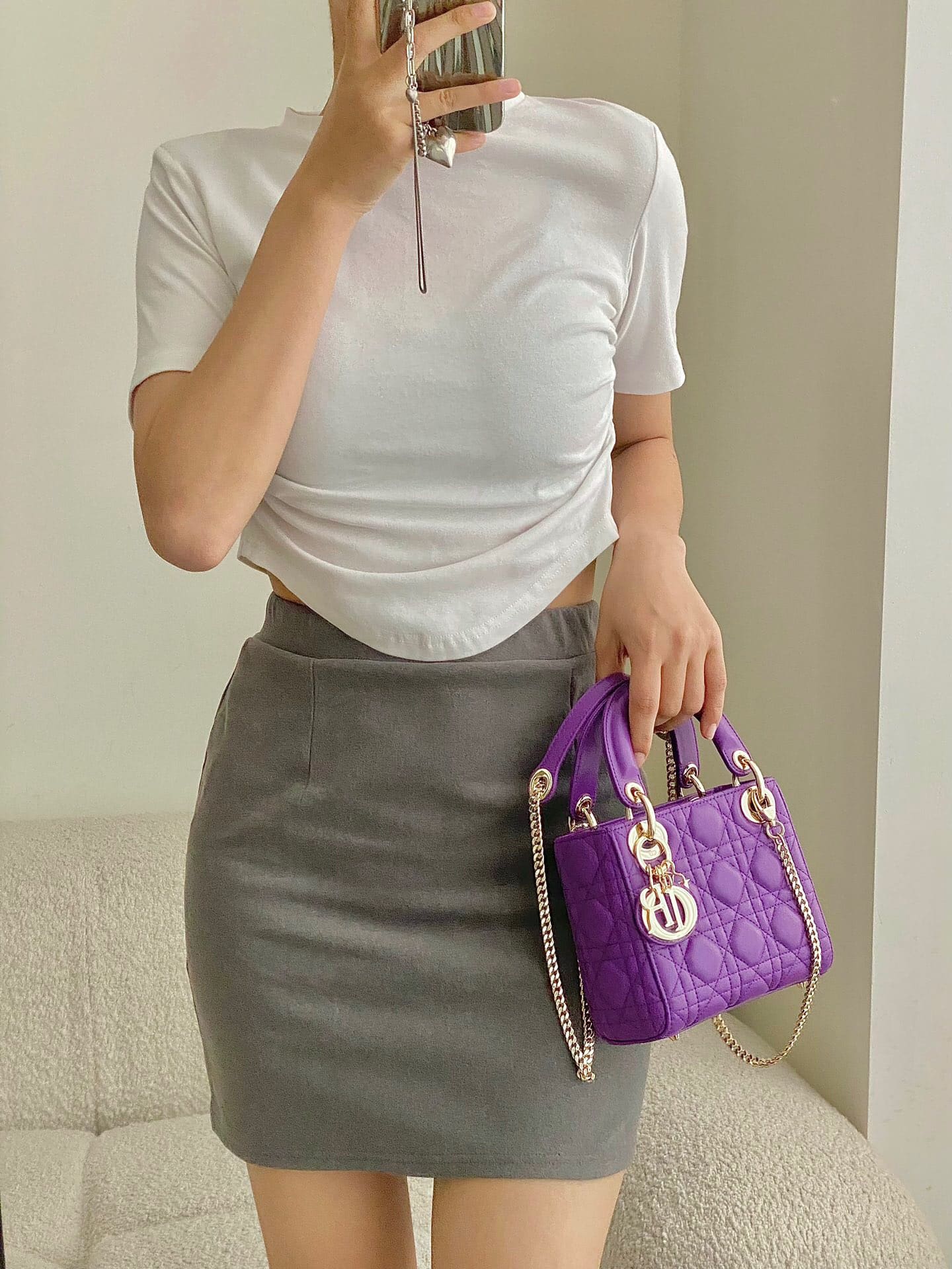 TÚI CHRISTIAN DIOR Lady Dior Bag Purple Cannage Lambskin