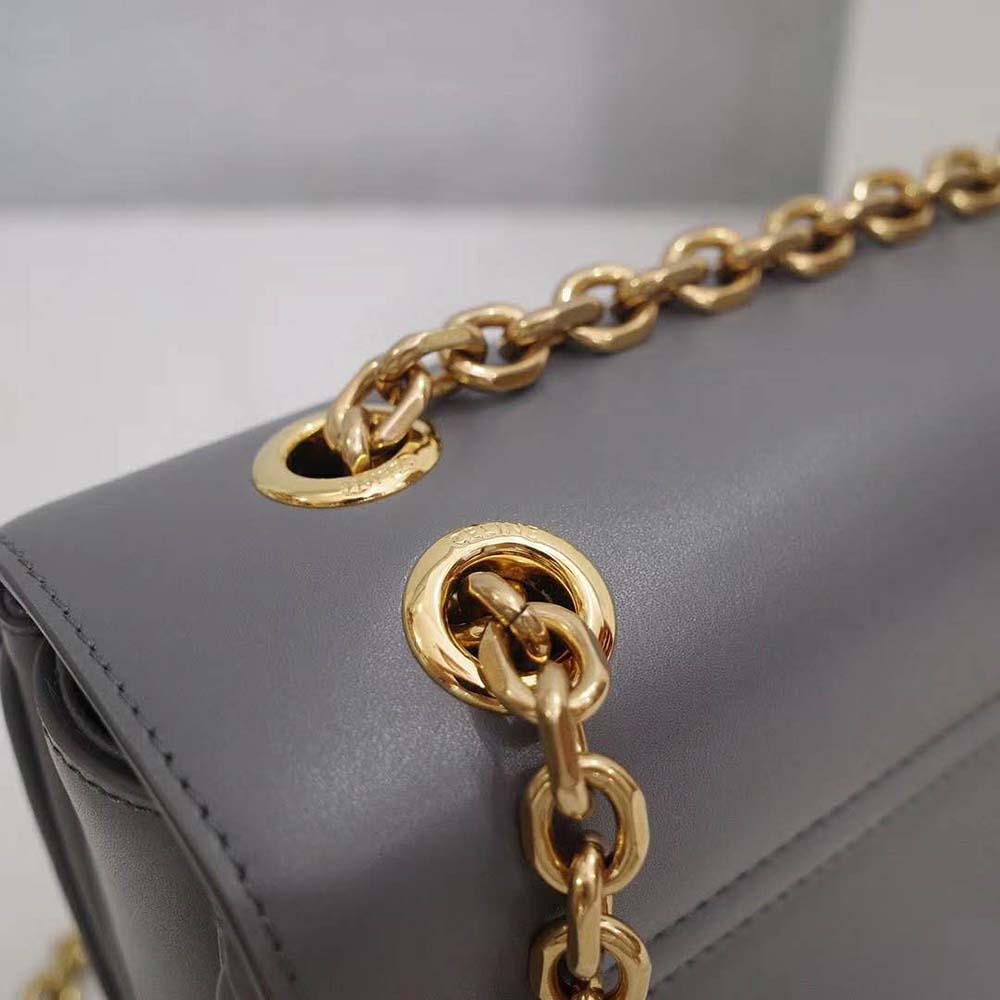 TÚI Celine Women Medium C Bag in Shiny Calfskin Leather-Grey