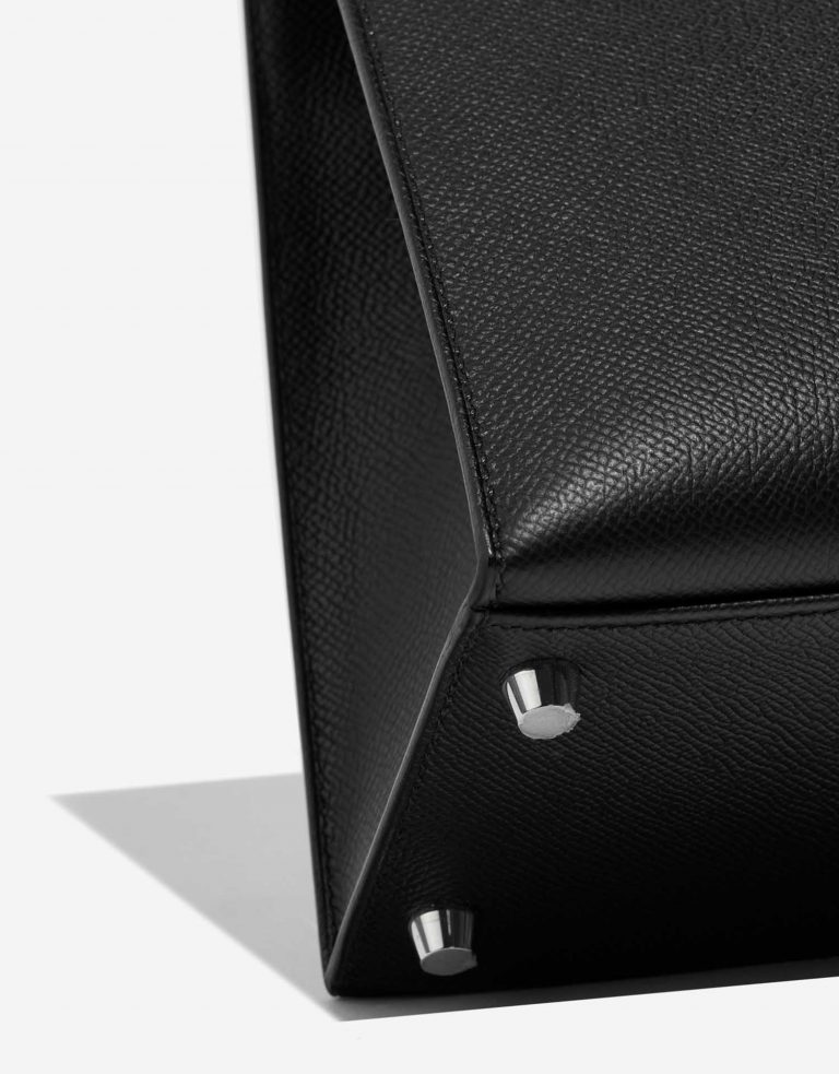 TÚI Hermès Kelly 28 Epsom Black Silver Buckle khóa trắng Epsom