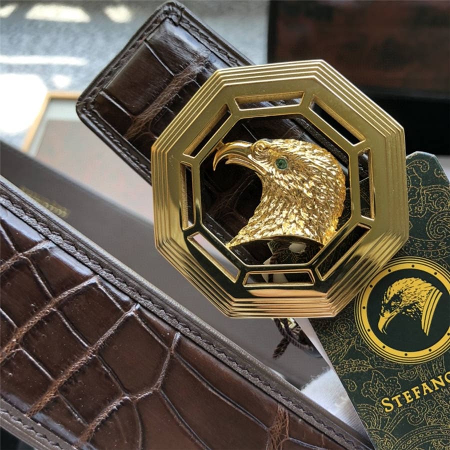 DÂY LƯNG STEFANO RICCI CROCODILE LEATHER DA CÁ SẤU Belt Khóa bạc