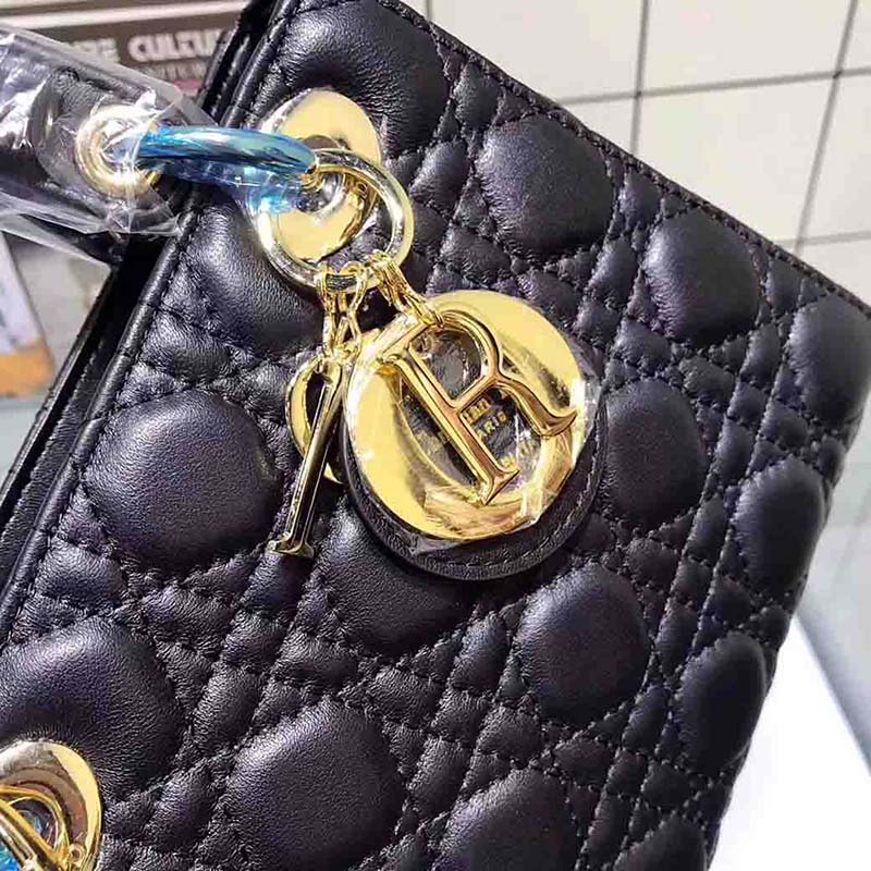 TÚI Dior My Lady Dior Bag in Cannage Lambskin-Black