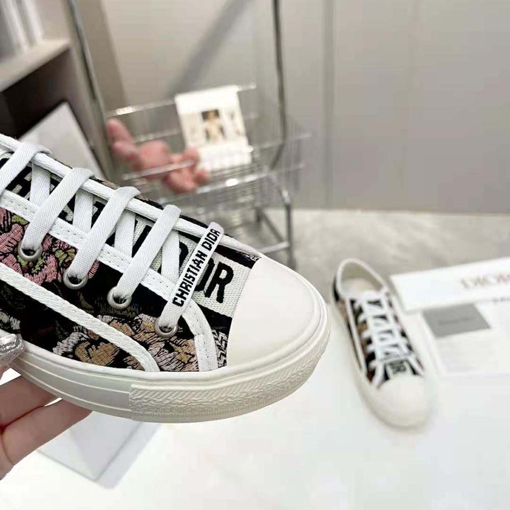 GIÀY Dior Women Walk’N’Dior Sneaker Black Multicolor Cotton with Dior Jardin Botanique Embroidery