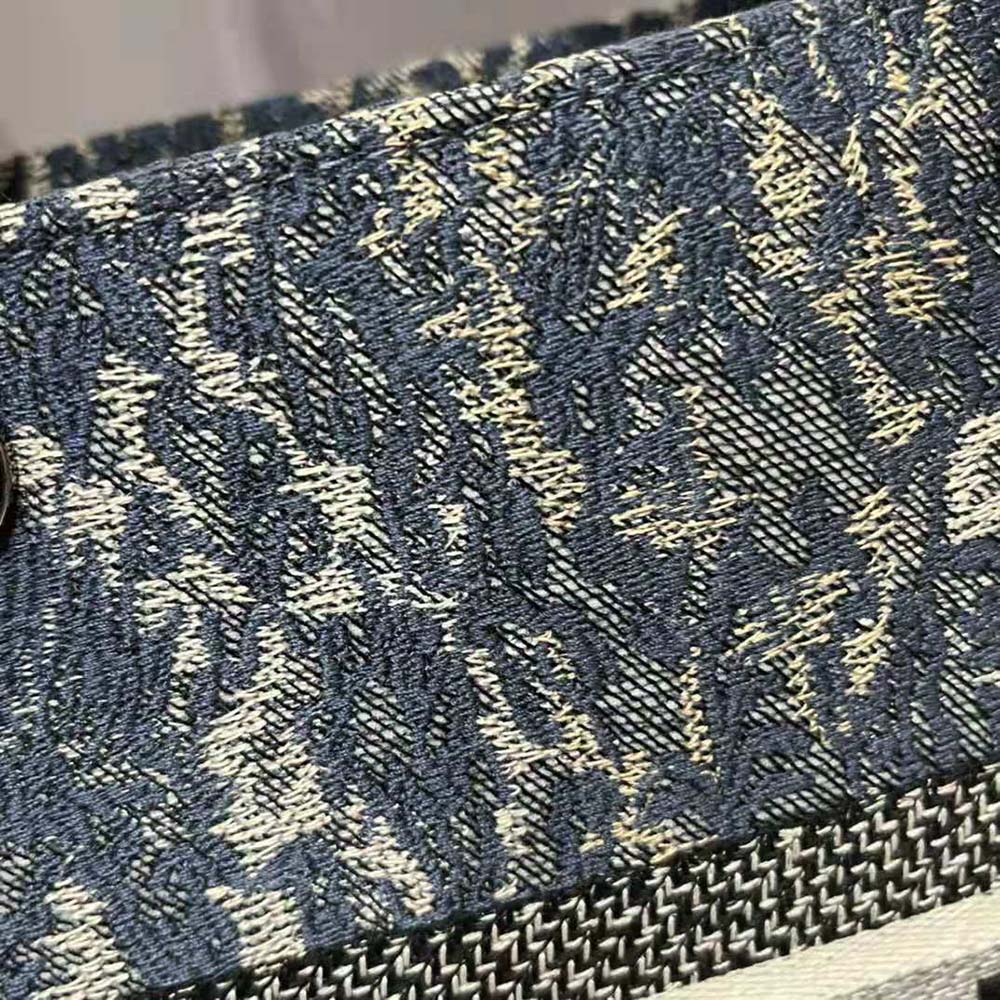TÚI Christian Dior Lady D-Lite Bag Blue Dior Brocart Denim-Effect Embroidery