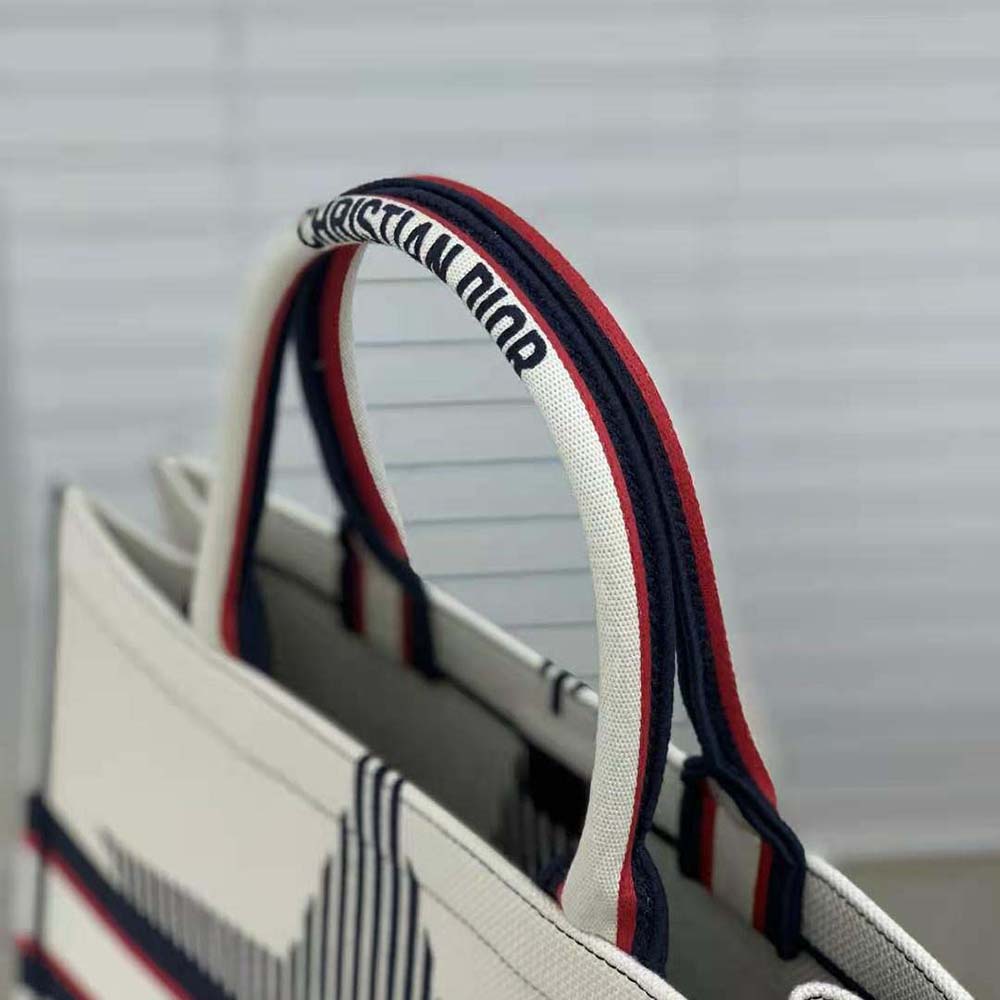 TÚI Dior Women Dioralps Dior Book Tote White Three-Tone Embroidery