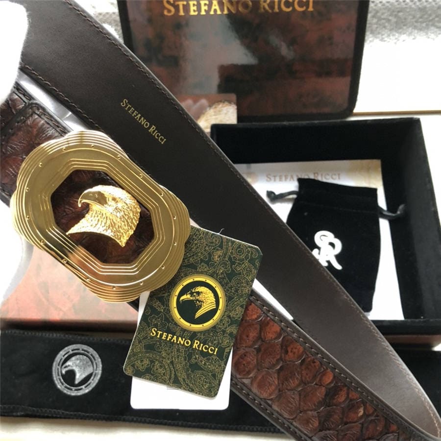 DÂY LƯNG STEFANO RICCI PYTHON LEATHER DA TRĂN Belt Khóa bạc