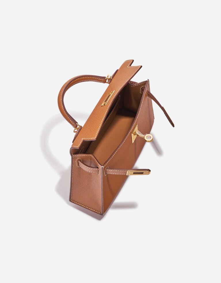 TÚI Hermès Kelly Mini Epsom Gold Gold Buckle khóa trắng