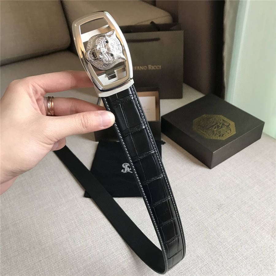 DÂY LƯNG STEFANO RICCI CROCODILE LEATHER DA CÁ SẤU Belt Khóa vàng