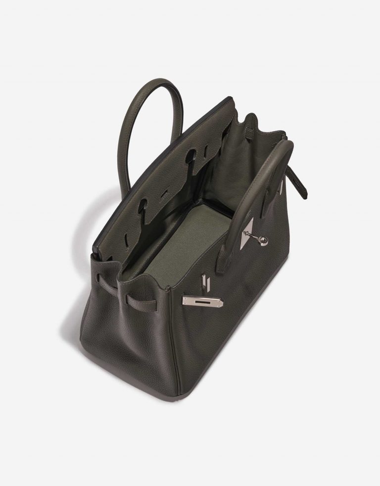 TÚI Hermès Birkin 30 Togo Vert de Gris Silver Buckle khóa trắng