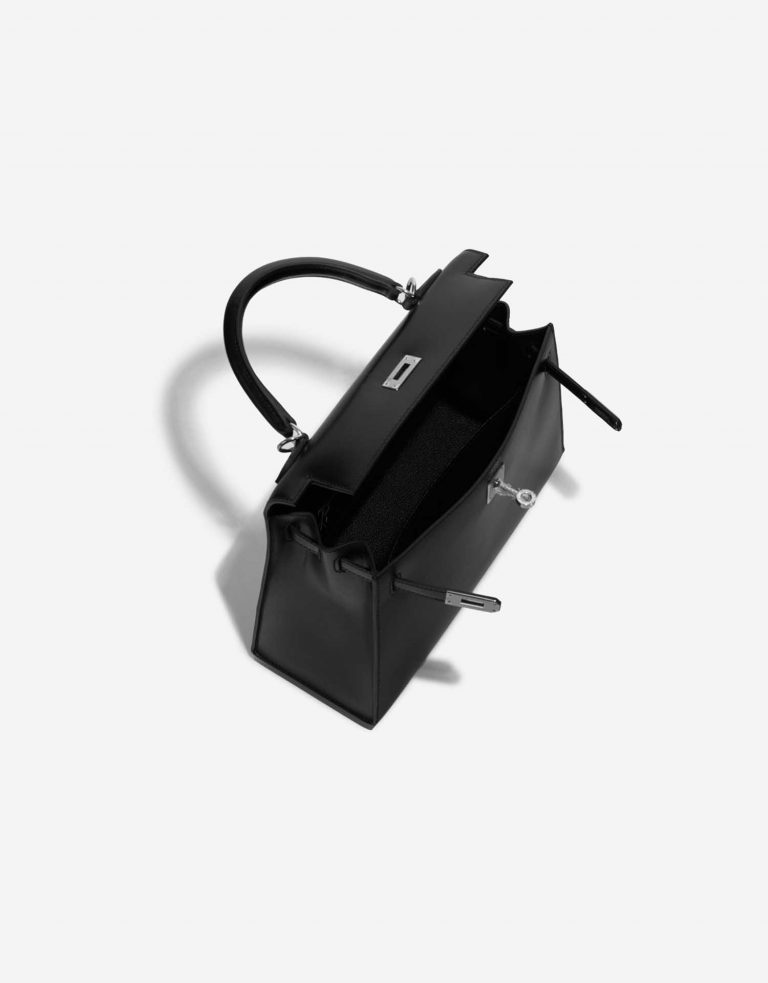 TÚI Hermès Kelly 25 Box Black Silver Buckle khóa trắng