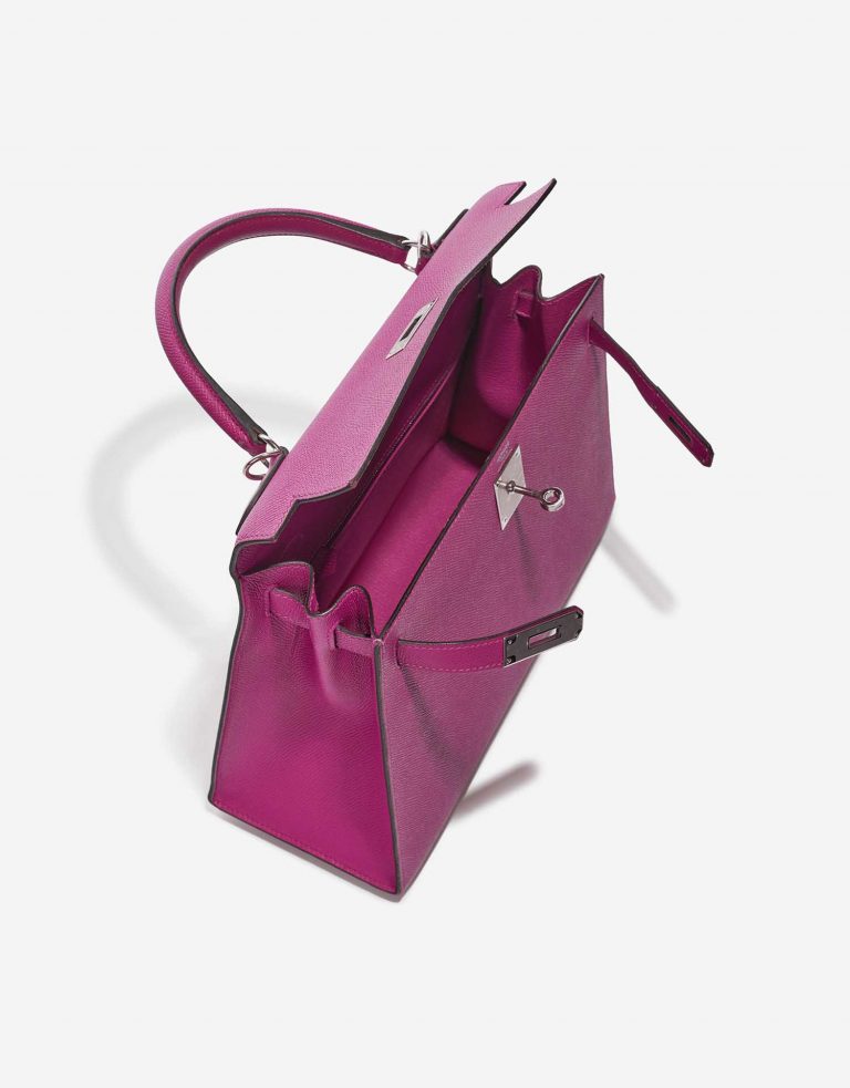 TÚI Hermès Kelly 28 Epsom Pourpre Silver Buckle khóa trắng
