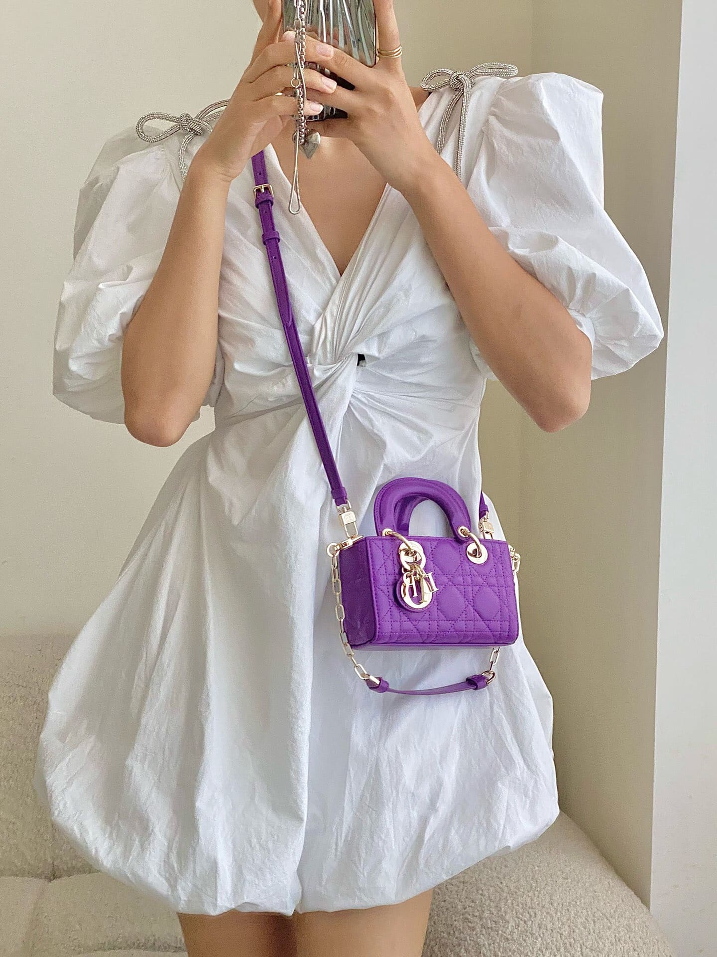 TÚI CHRISTIAN DIOR Lady D-Joy Bag Bright Purple Cannage Lambskin