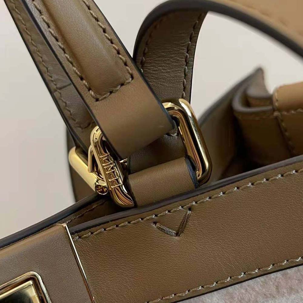 TÚI FENDI Medium Peekaboo X-Tote Beige FF Wool Bag