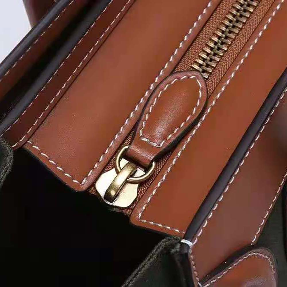 TÚI Celine Micro Luggage Handbag in Textile and Calfskin-Green