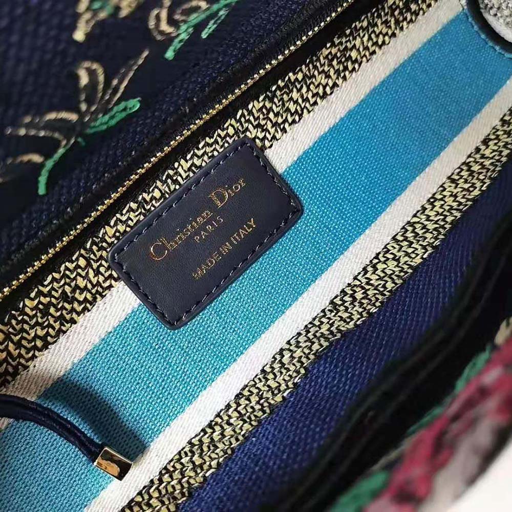 TÚI Dior Women Medium Lady D-Lite Bag Blue Multicolor D-Constellation Embroidery