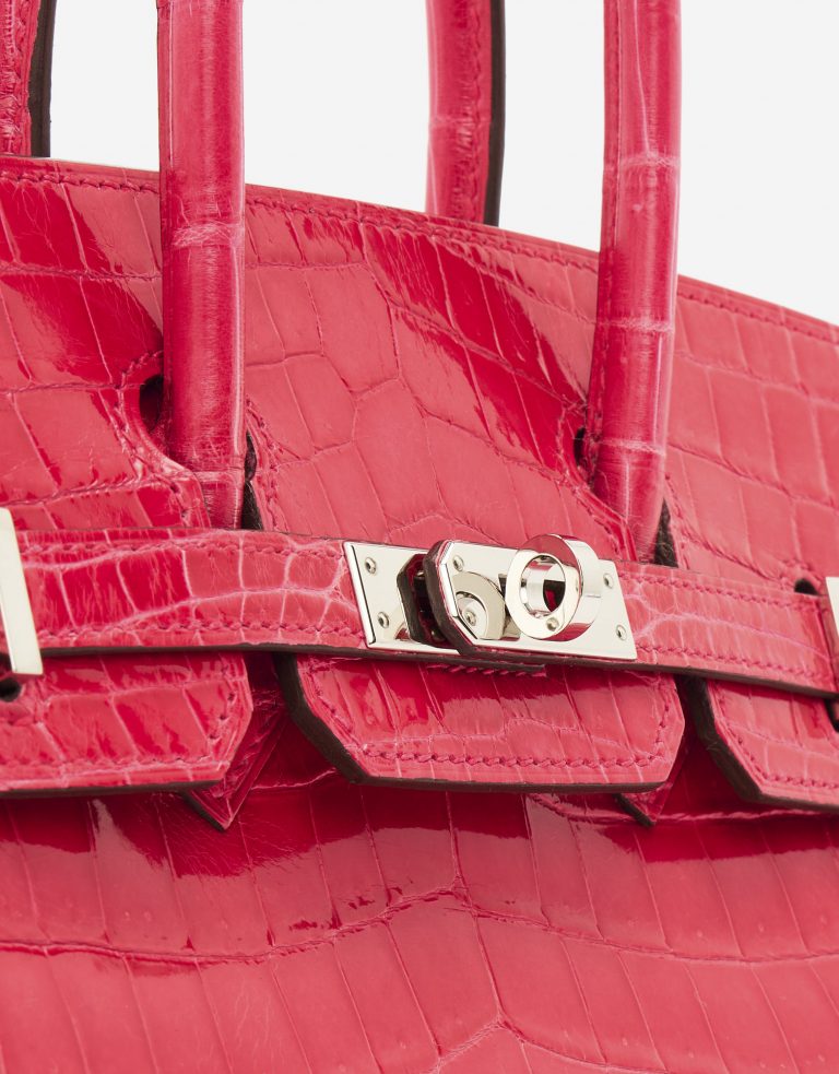 TÚI Hermès Birkin 25 Niloticus Crocodile Lisse Rose Extreme Silver Buckle khóa trắng