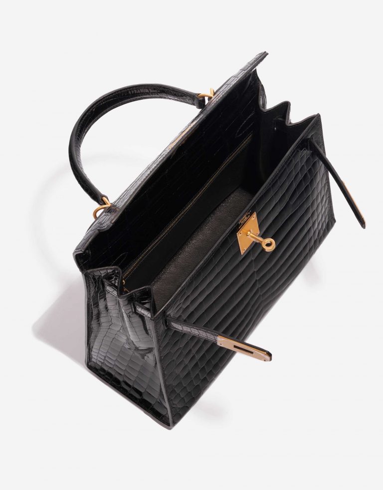 TÚI Hermès Kelly 28 Niloticus Crocodile Black Gold Buckle khóa vàng