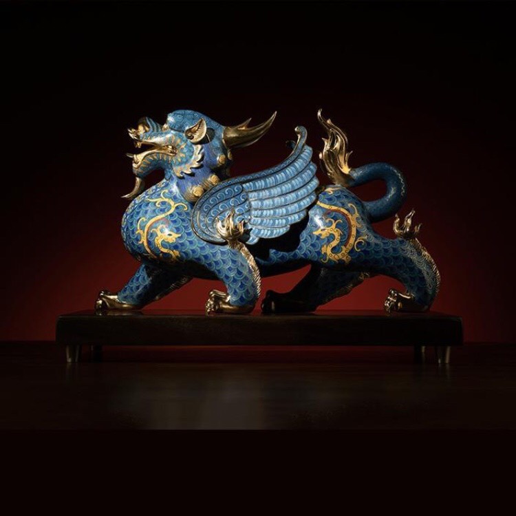 TƯỢNG CẢNH THÁI LAM TỲ HƯU ĐỒNG PHONG THỦY MẠ VÀNG 24K