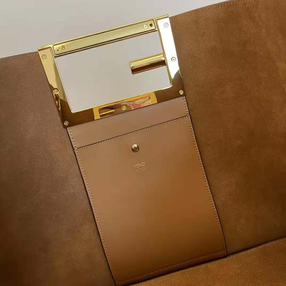 TÚI Fendi Way Medium Made of Camellia-Colored Leather Bag-Brown