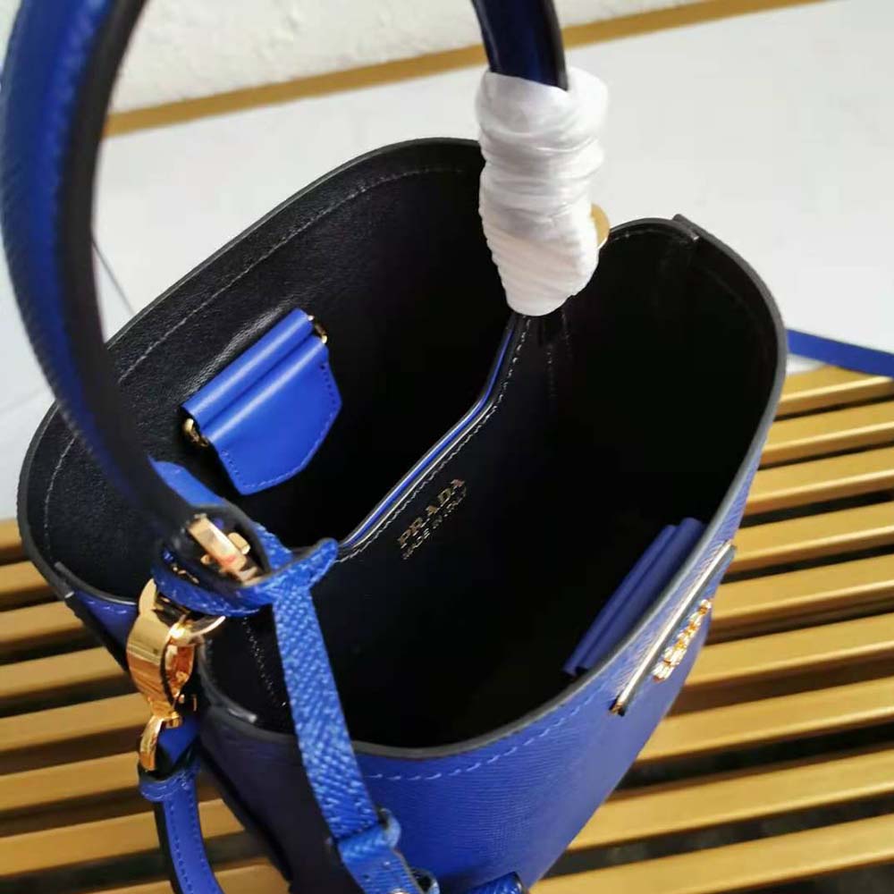 TÚI Prada Saffiano Leather Prada Panier Bag-Navy