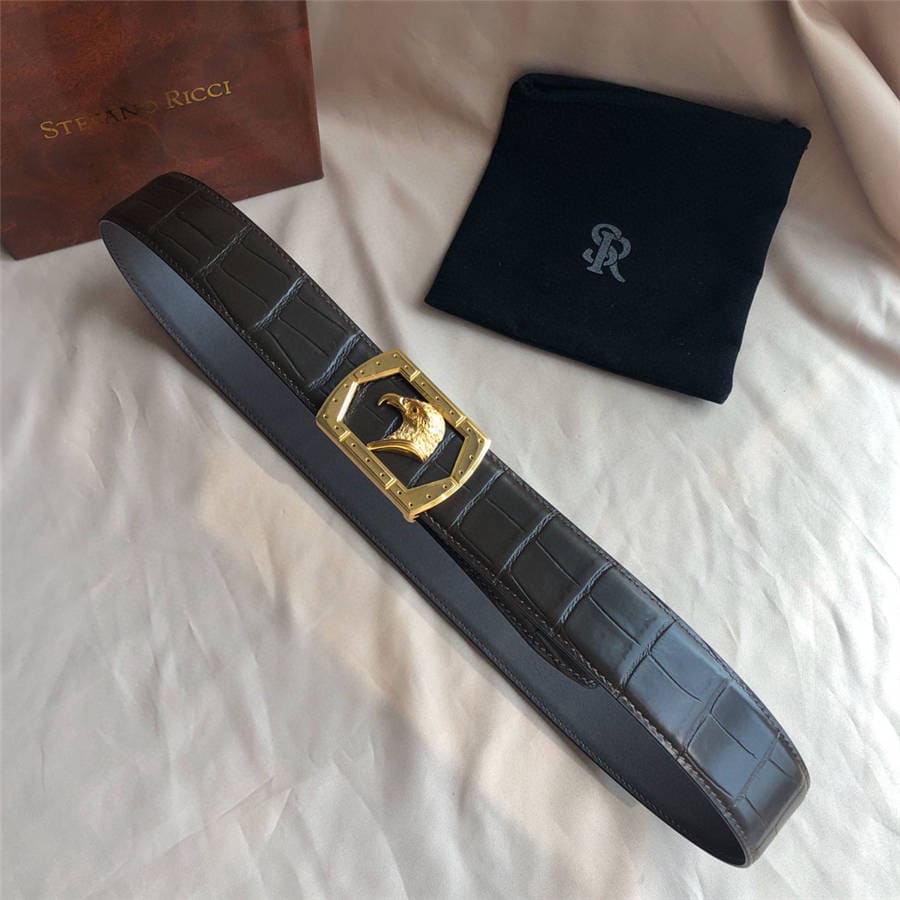 DÂY LƯNG STEFANO RICCI CROCODILE LEATHER DA CÁ SẤU Belt Khóa vàng