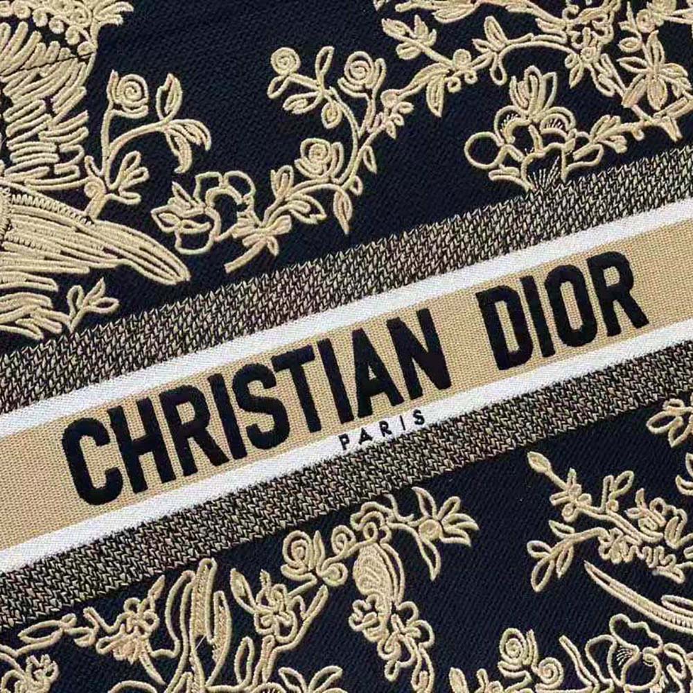 TÚI Christian Dior Black Dior Jardin D’Hiver Embroidered Cotton with Velvet and Metallic Thread