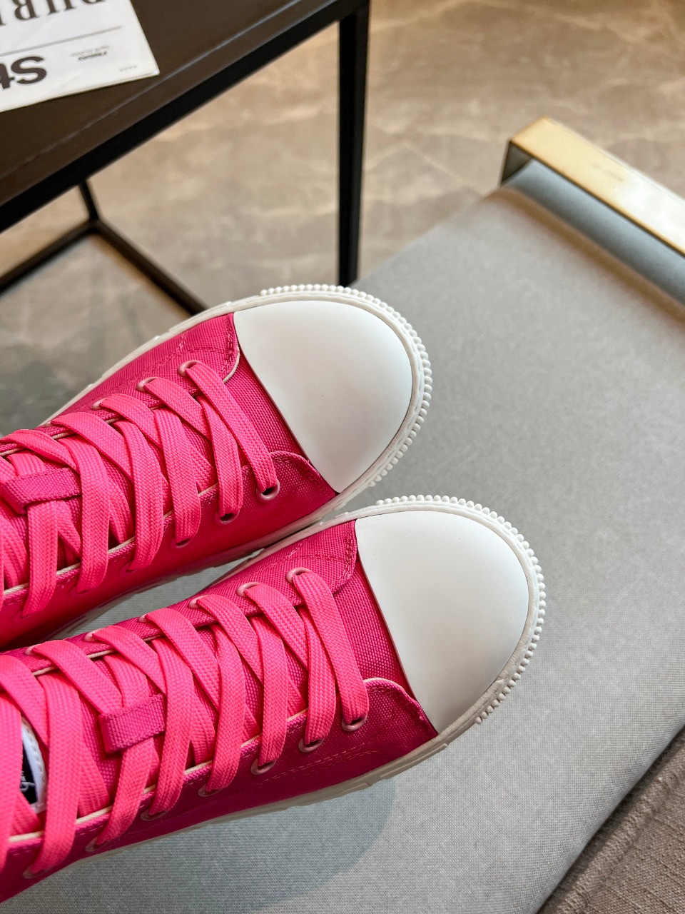 GIÀY VERSACE GRECA SNEAKERS HIGH TOP CANVAS PINK