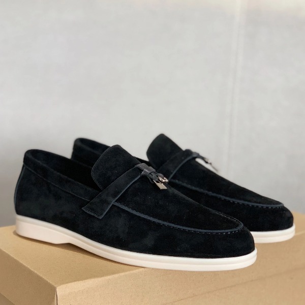 GIÀY LORO PIANA BLACK SHEEPSKIN SUEDE LOAFER DA CỪU