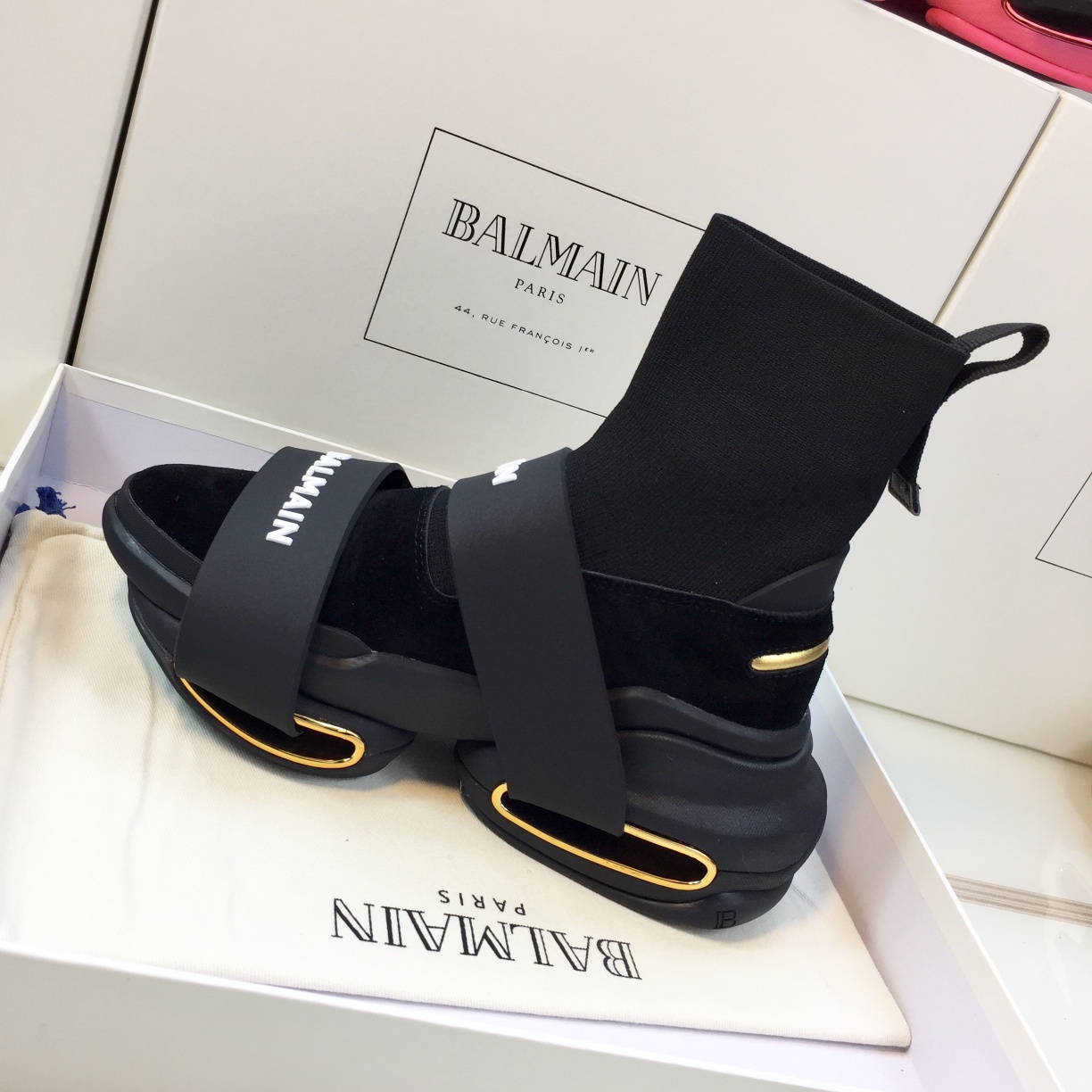 GIÀY BALMAIN BLACK GOLD HIGH TOP SNEAKERS