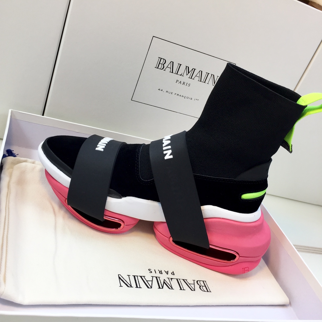 GIÀY BALMAIN BLACK PINK HIGH TOP SNEAKERS