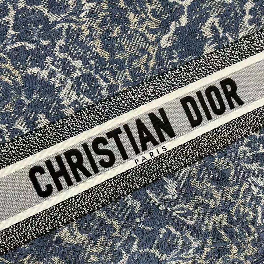 TÚI Christian Dior Book Tote Blue Dior Brocart Embroidery with Denim Effect