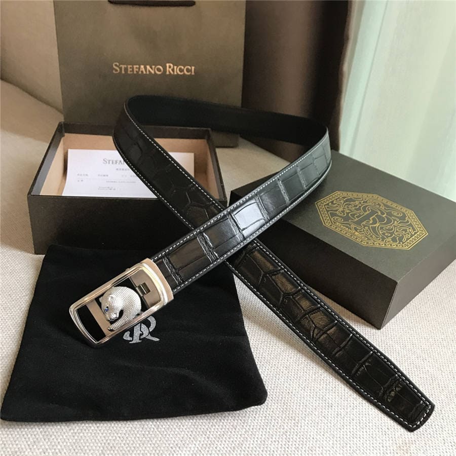 DÂY LƯNG STEFANO RICCI CROCODILE LEATHER DA CÁ SẤU Belt Khóa bạc