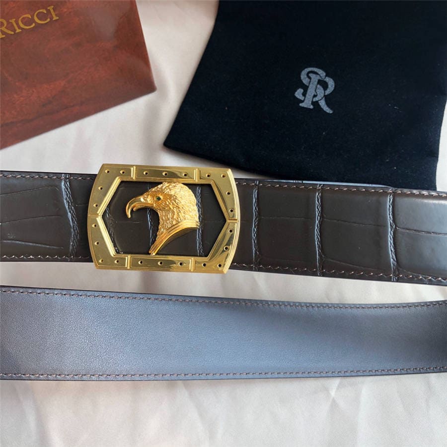 DÂY LƯNG STEFANO RICCI CROCODILE LEATHER DA CÁ SẤU Belt Khóa vàng