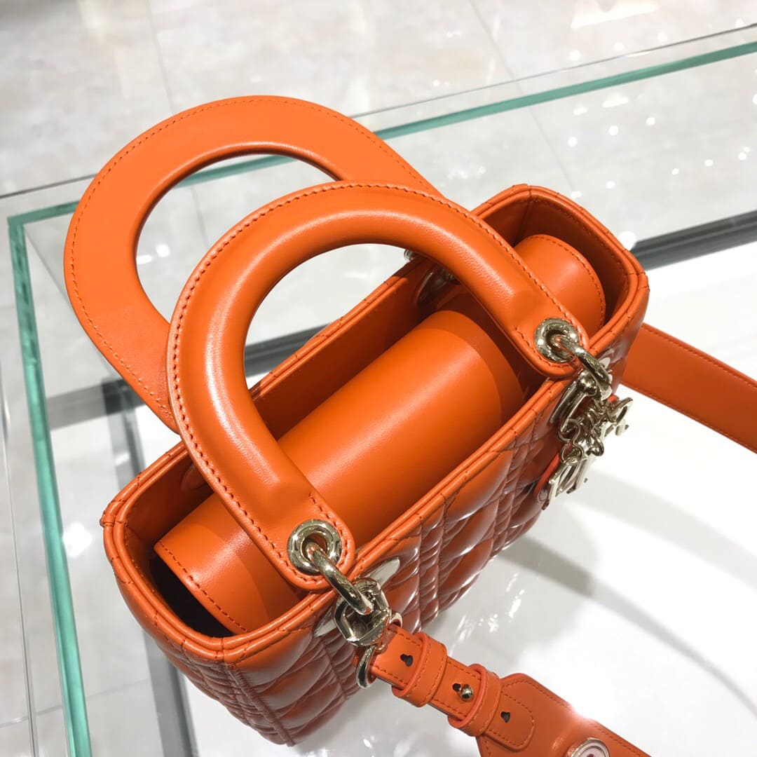 TÚI CHRISTIAN DIOR Lady Dior Bag Orange Cannage Lambskin Top Quality