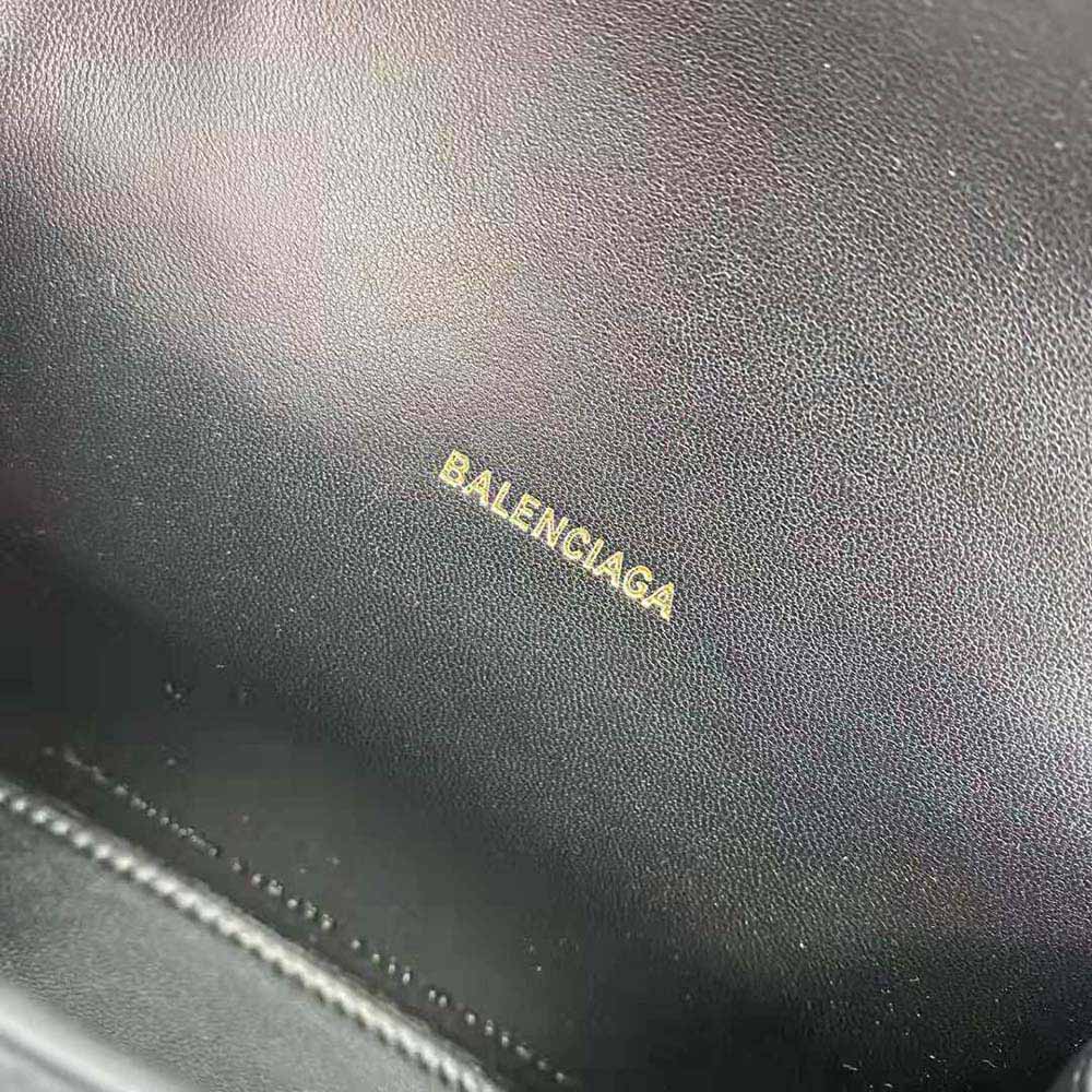 TÚI Balenciaga Hourglass Small Top Handle Bag in Black Shiny Box Calfskin