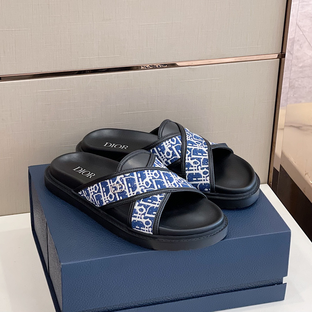 DÉP DIOR OBLIQUE TRIANGLE MAN SLIPPER
