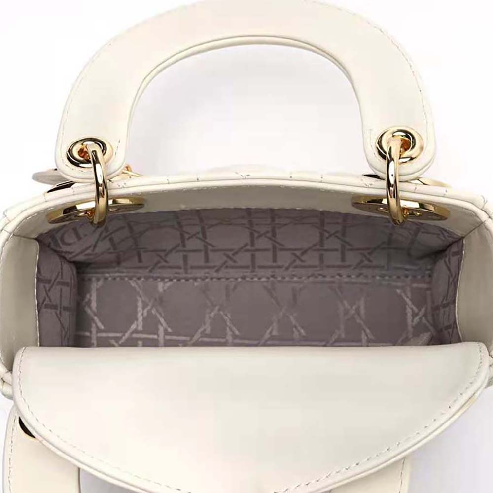 TÚI Christian Dior Mini Lady Dior Bag Latte Cannage Lambskin