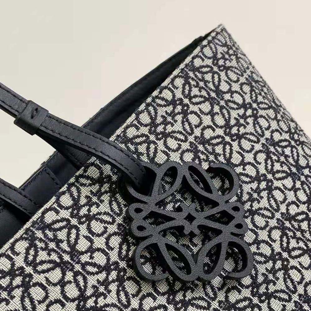 TÚI Loewe East West Tote Bag in Anagram Jacquard and Calfskin-Black