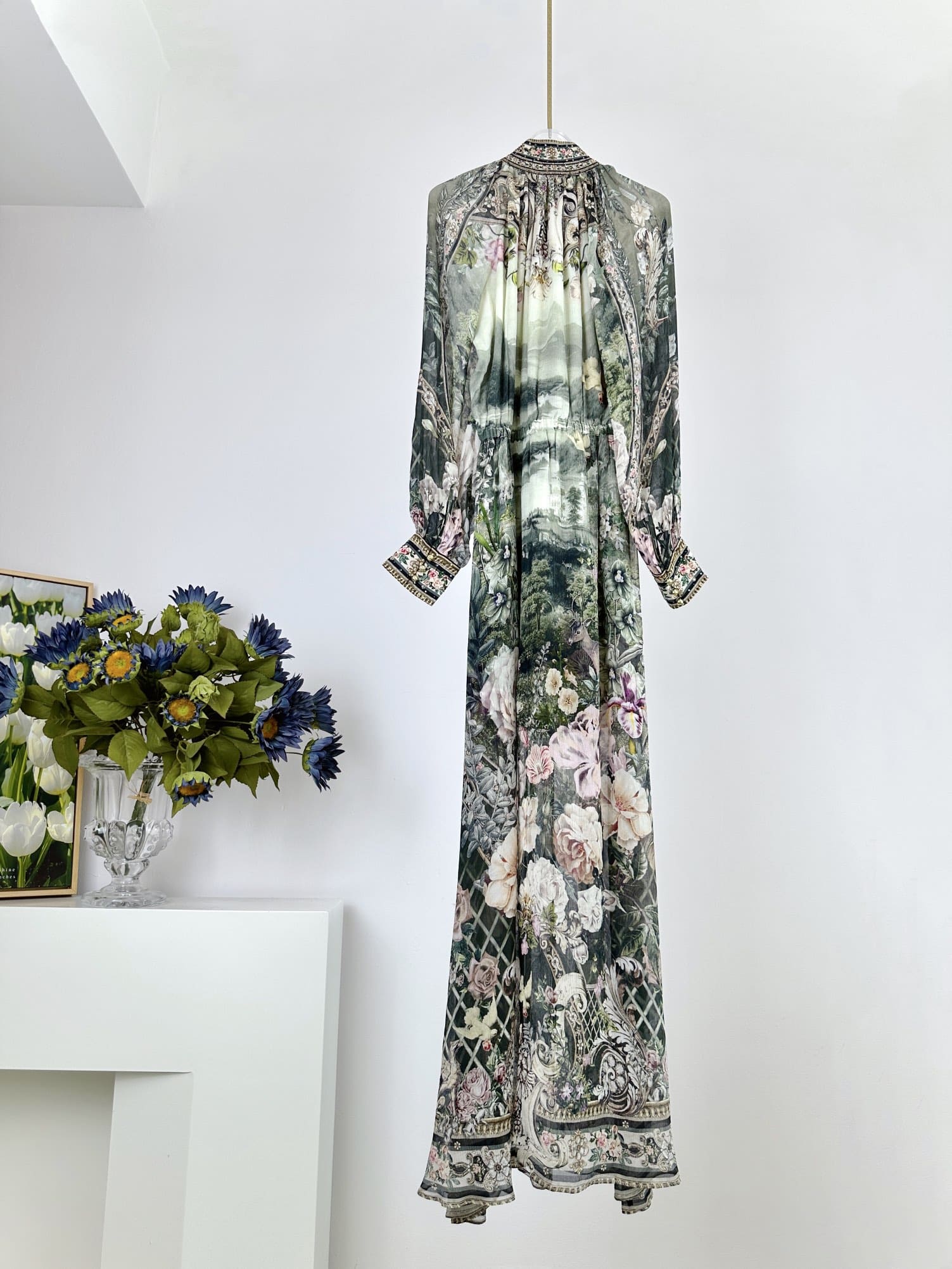 VÁY CAMILLA Silk Embellished V-Neck Maxi Dress High Classy