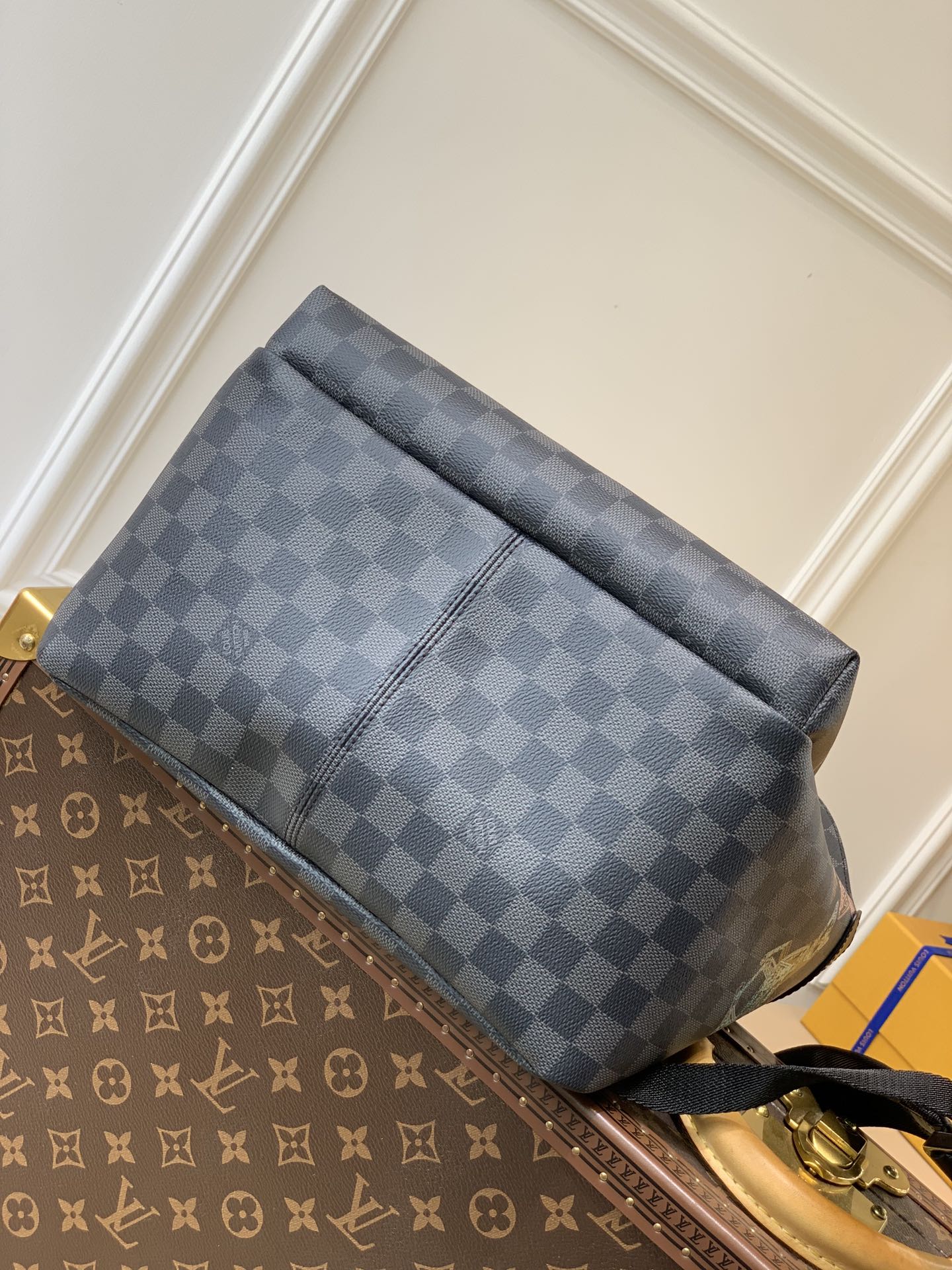 BALO LOUIS VUITTON DISCOVERY DAMIER GRAPHITE Leather Backpack-Black