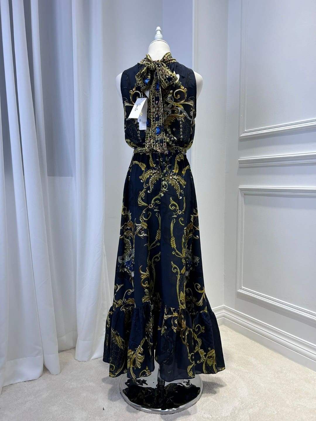 VÁY CAMILLA V NECK SHORT SLEEVE LONG DRESS High Classy